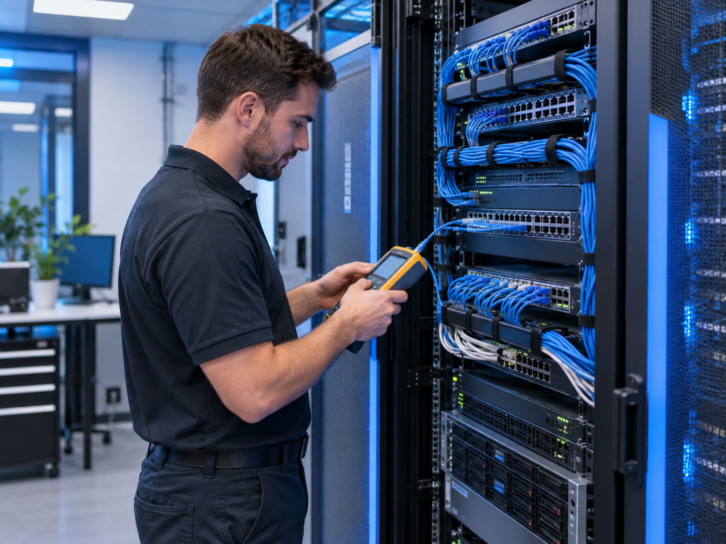 Organized network equipment and cabling